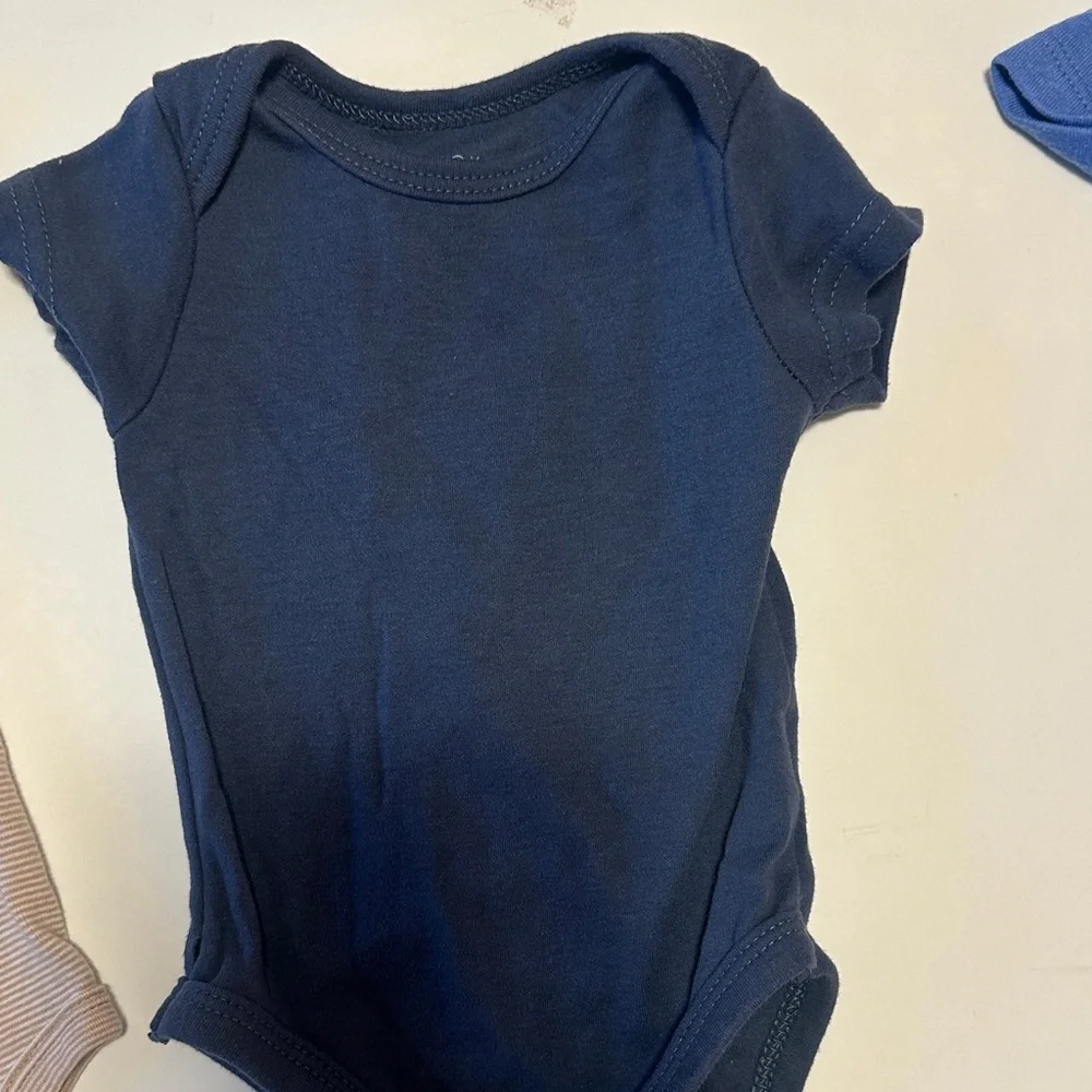 Carter's Animal Print and Solid Bodysuits - Blue, Brown, White